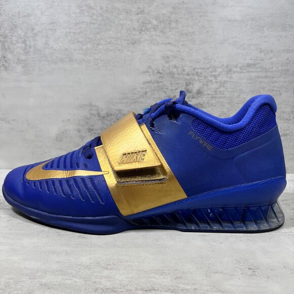 Nike Romaleos 3 Weightlifting Shoes - Men's Size 9 - Blue Gold - Picture 1 of 9